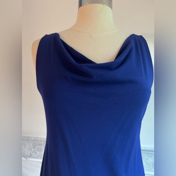 Eileen Fisher Sleeveless Cowl Neck A-Line Jersey Navy Dress Sz S - Picture 2 of 9